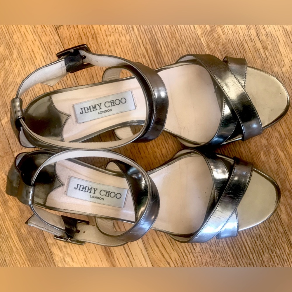 Gold strappy small wedge sandals